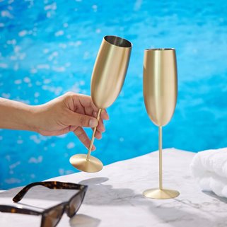 Złote metalowe kieliszki do szampana 4 szt. złote stalowe matowe kieliszki