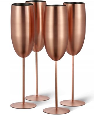 Różowe metalowe kieliszki do szampana Matowe