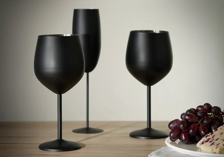 Kieliszki metalowe czarne do wina 2 szt