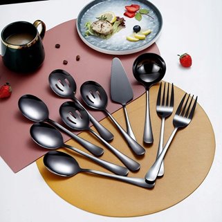 Sztućce do serwowania czarne 10 el