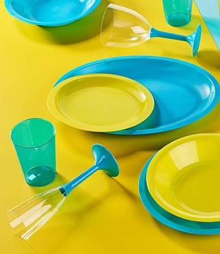 Niebieskie kubki plastikowe wielorazowe 25 szt