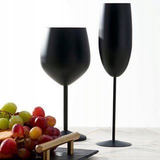 Stalowe kieliszki do szampana czarne 4 sztuki