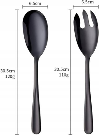 Sztućce do serwowania czarne 30 cm