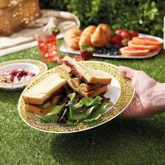 Złote talerze wielorazowe 20 sztuk